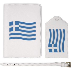 Azeeda 'Waving Greek Flag' Passport Cover & Luggage Tag Travel Set (PA00026595)