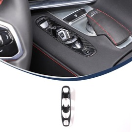 TOYCIDFG Car Center Console Gear Shift Button Panel Cover Trim for C8 Corvette Stingray 2020-2024, Carbon Fiber Button Frame Car Center Control Interior Decoration Accessories (Black)