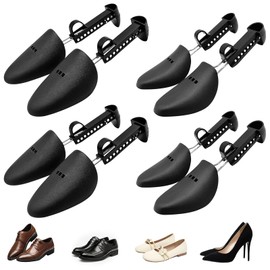 GOEDCH Plastic Shoe Stretcher: 4 Pairs Practical Adjustable Metal Spring Shoe Stretcher, Stronger Shoe Stretcher Shoe Shaper for Men and Women for All Types of Shoes (Black), black