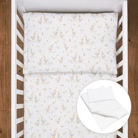 Baby Comfort 4 Piece Toddler Kids Cot Bed Set 120x90 cm Duvet Pillow Duvet Cover Pillowcase (Duck)