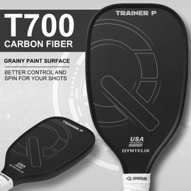 Pickleball Training Paddle -USAPA Approved Pickleball Trainer Practice Paddle,Carbon Fiber Particle Paint Frosted Surface, Extra Long Handle,16mm Core Sports Sweet Spot Training Racket