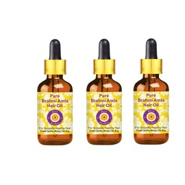 Deve Herbes Pure Brahmi Amla Hair Oil with Glass Dropper (Pack of Three)100ml X 3 (10 oz)