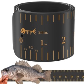 Fish Rulers Roll-up & Slap-on Premium Fishing Tape Measure - Easy-to-Read Catch and Release Fish Measuring Device for Boat & Kayak Accessories - Compact & Extendable Fish Ruler (Black - 24" Inches)