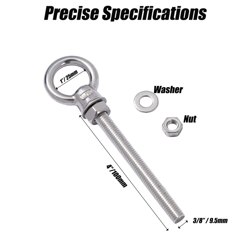 Heavy Duty 316 Stainless Steel Shoulder Eye Bolts 4 Pack,