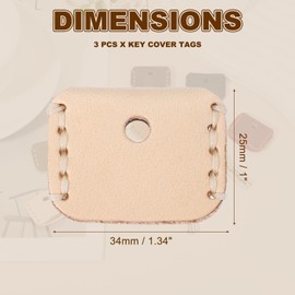 PATIKIL Leather Key Covers Caps, 3 Pack Head Key Sleeves Mini Key Tags Organizer for House Office House Apartment Keys, White