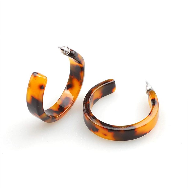 chenpaif Earrings,Acrylic Marbled Earring Leopard Round Hoop Earrings Women Tortoise