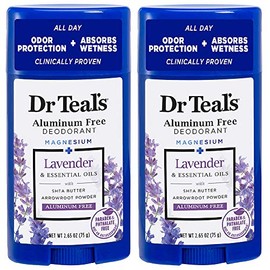 Dr Teal's Desodorante de aluminio libre – Lavanda – Sin parabenos y ftalatos – 2 oz Paquete de 2