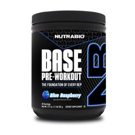 NutraBio Base Pre-Workout Sports Nutrition Powder - Sustained Energy, Mental Focus, Endurance, Hydration - Preworkout for Men and Women - Increase Energy- 30 Servings - Blue Raspberry