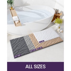 DEXI Bathroom Rugs 24"x43", Extra Soft Absorbent Bath Rugs, Non Slip Bath Mats for Bathroom Floor, Machine Washable Rugs for Shower Floor, White