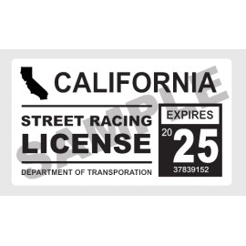 Houston Graphix BOGO CALIFORNIA Street Racing Permit Car Truck Window Sticker Stickers Decals