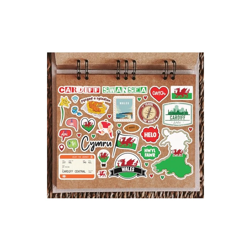 A5 Sticker Sheet Wales Landmarks Vinyl Stickers - Welsh Cardiff