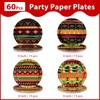 60Pcs Traditional African Tribal Paper Plates 9" Heavy Duty Paper