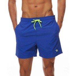 TBMPOY Men's Swim Trunks Quick Dry Beach Shorts with Mesh Lining Lightweight (CA DBU L) Dark Blue