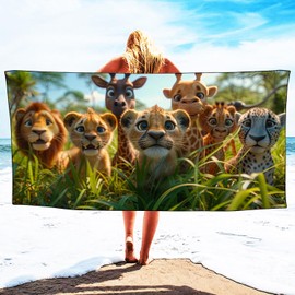 YISUMEI Baby Animals Beach Towels for Kids Extra Large 180 x 90 cm, Microfibre Quick Dry Towel for Travel Swimming Camping Sports