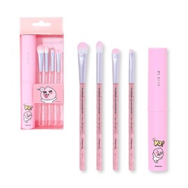 Kakao Friends Apeach Pink 4-piece Daily Portable Makeup Brush Set / 어피치 핑크 4종 데일리 휴대용 메이크업 브러쉬 세트