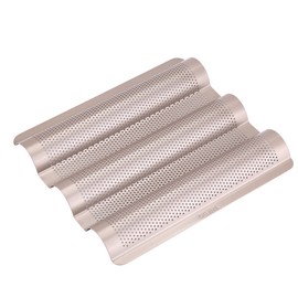 French Bread Pan, 3 Slot Non Stick Baguette Baking Tray for French and Italian Bread Baguette Baking, Baguette Pan for Home Kitchen
