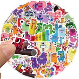 52 PCS Cute Number Blocks Stickers Building Blocks Brick Toys Stickers Vinyl Waterproof for Laptop Guitar Motorcycle Bike Luggage Phone for Kids Teen Birthday Party