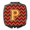 Caroline's Treasures Letter P Chevron Garnet and Gold Compact Travel