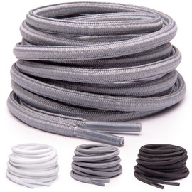 Miscly 3 Pairs Oval Elastic Shoelaces – Oval Stretch Shoe Laces (36″, Gray)