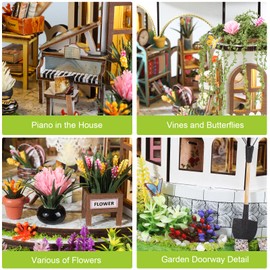 DIY Miniature House Kit,Tiny House Hanging Garden with Furniture & LED,DIY Dollhouse Miniature Kit for Adults Teen,Mini House Building kit,3D Wooden Craft Mini Model Kit,Birthday Gifts Home Decor