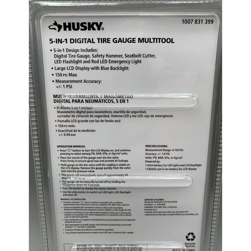 Husky 5-in-1 Digital Tire Guage Multi-Tool