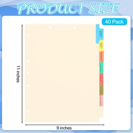Motiskyy 40 Sets Medical Chart Dividers with Tabs - 9 x 11 Inch, 8 Side Tabs Index Blank Chart - Monthly Medical Folders Organizer Paper File Dividers for Hospitals Nursing Homes Rehab Centers