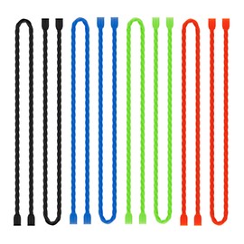 8PCS Silicone Twist Ties 18-Inch Reusable Cable Ties Steel-Core Straps Organizer All Purpose Bendable Cord Tie for Indoor Outdoor Bundling Holding Securing and Wrapping Cables (4 Colors)