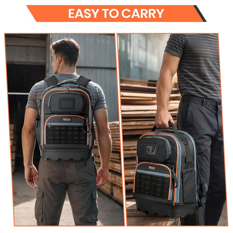 TUFFWORX Tool Backpack, 35 Pockets, 18.5 x 13.7 x 7.8