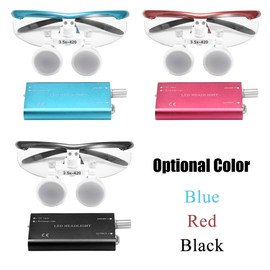 Wearable Magnifier Portable 3.5X 420mm Binocular Loupes Optical Glass Headset Magnifying Glasses +3W LED Headlight