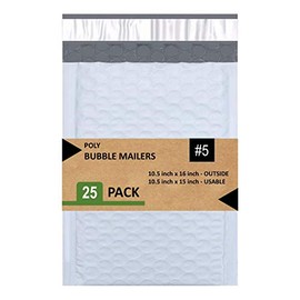 Sales4Less #5 Poly Bubble Mailers 10.5X16 inches Padded Envelope Mailer Waterproof Pack of 25