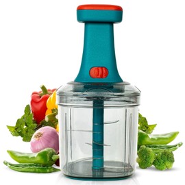 Vegetable chopper Food Chopper, Quick Hand Press Chopper Dicer, Pro Food Cutter, Easy to Chop Vegetables, Fruits, Herbs, Salsa, Puree, Pesto, ABS Food Grade Material 600ML