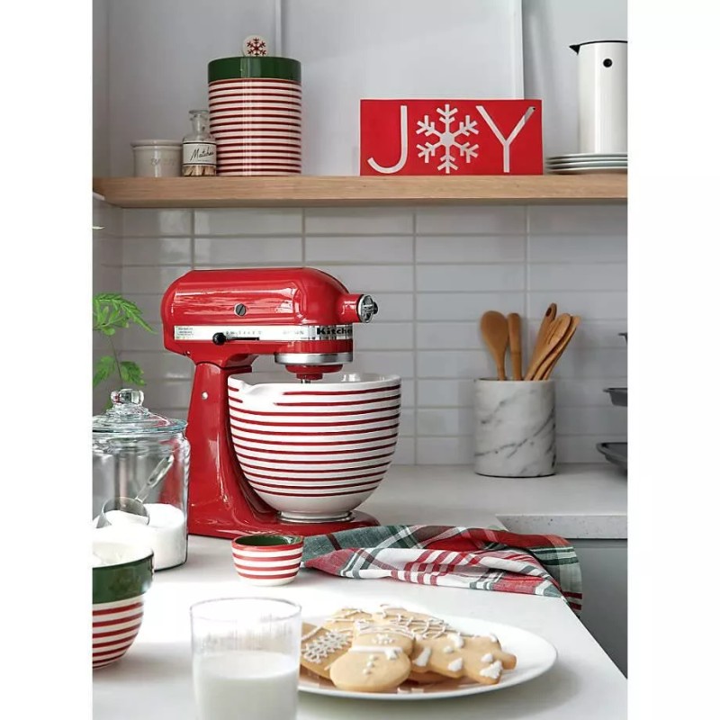 KitchenAid 5-Quart Ceramic Red White Bowl For 4.5 & 5-qt