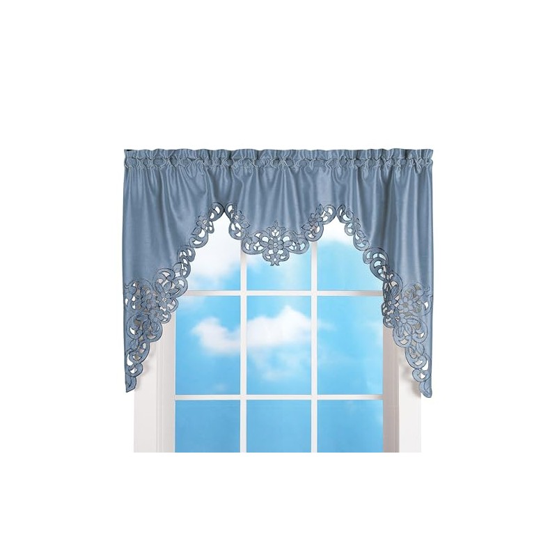 Collections Etc Elegant Cut Out and Embroidered Scroll Window Valance