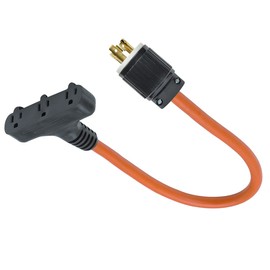 Triple Tap 3 Outlet Extension Cord for Portable Generators w/ NEMA L14-30 - 18 inches