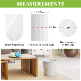 2 Gallon 120 Counts Strong Trash Bags Garbage Bags by Teivio, Bathroom Trash Can Bin Liners, Plastic Bags for home office kitchen, Clear