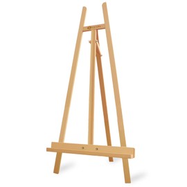 Heavy Duty A-Frame Wood Easel Stand - Adjustable Studio Easel Holds Large Canvas, Mirror, Wedding Sign Up to 90 Inches, Floor Display Easel for Artists & Events, Natural Beechwood
