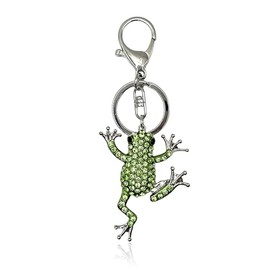 Frog Keychain Bling Bag Charm Happy Toad Rhinestone Crystal Purse Charm (Green)