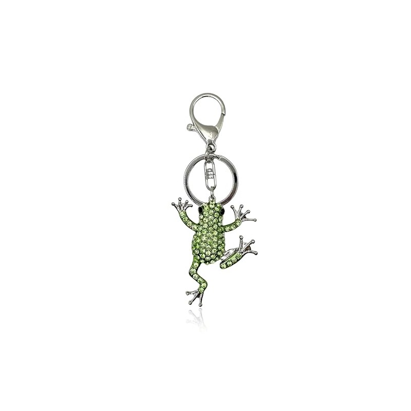Frog Keychain Bling Bag Charm Happy Toad Rhinestone Crystal Purse