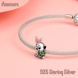 Ammors 925 Sterling Silver Bead Charms for European Bracelets and Necklaces, Animal and Flower Beads with 5A Cubic Zirconia, Christmas, Valentine's Day, Mother's Day, Gift Tag for Women and Girls,