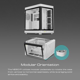 GAMDIAS RGB Dual-Chamber Panoramic Tempered Glass Gaming PC Case; 2-way Standing with Vertical & Horizontal Orientaton and One-touch Open; Computer Case support 420mm AIO & Huge Cable Management Space