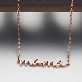 JINGMARUO Dainty Mama Mom Letter Necklace Stainless Steel Initial Pendant Mother Necklace Gift for Mom from Daughter Son (Mama Necklace-Rose Gold)