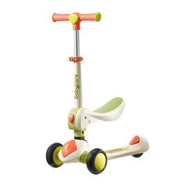 Bc Babycare Kids Scooter, 3 Adjustable Heights (Ages 3-15), Lean-to-Steer, Foldable Seat, LED Wheels, Rear Brake