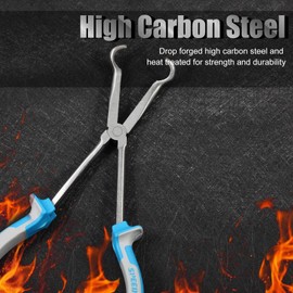 SPEEDWOX Long Reach Hose Grip Pliers 11 Inches Circle Plier Serrated Jaws Ring Nose Pliers for Mechanics Technicians Contractors High Leverage Professional Tool Non-Slip TPR Handle