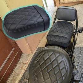 ShinKanSen Motorcycle Rear Passenger Soft Leather Cushion Pad Rectangular Passenger Pad Seat for Ho&n&da Rebel CMX1100 CMX 1100 Rebel1100 Spare Parts Accessories 2021-2024(Rear Seat-Black)