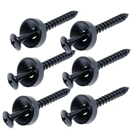 6 Pcs Stainless Steel Guitar Neck Joint Ferrules with Screws - Electroplated Black Bass Bushings Bolt Kit for Bolt-on Necks, Electric Bass Repair & Replacement