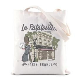 TSOTMO La Paris France Inspired Tote Bag Mouse Chef Movie Mech Remy Rat Shoulder Bag Anyone Can Cook Gift, 1, carry bag