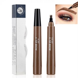 HSAJS Pack of 5 Eyebrow Pencils, Waterproof, Sweatproof Eyebrow Pencil, 4 Fork Tip Applicator, Eyebrow Pencil, Long-Lasting Natural Eyebrow Colour (Dark Brown)