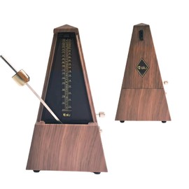 NALU Metronome - Classic Mechanical Wind-Up Design with Bell for Piano, Guitar, Violin & All Instruments (T-Wood Grain Brown)