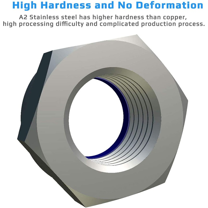 M8 Self-Locking Nuts (Pack of 10) Stainless Steel Hexagonal Stop