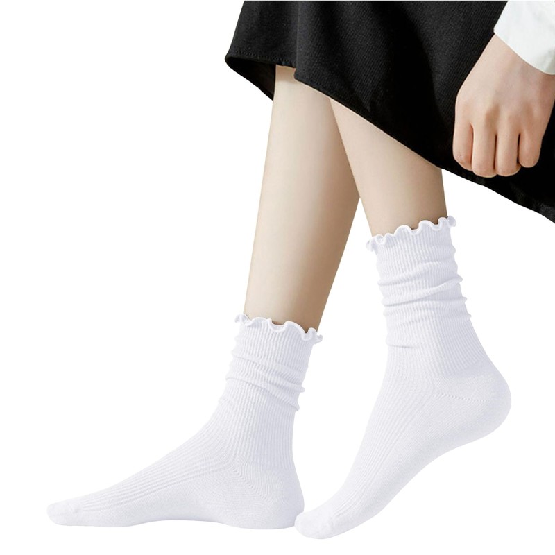 DOOVID - Calcetines de algodón con volantes para mujer, calcetines